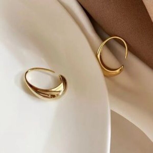 Anthropologie Gold Crescent Earrings - Picture 4 of 4